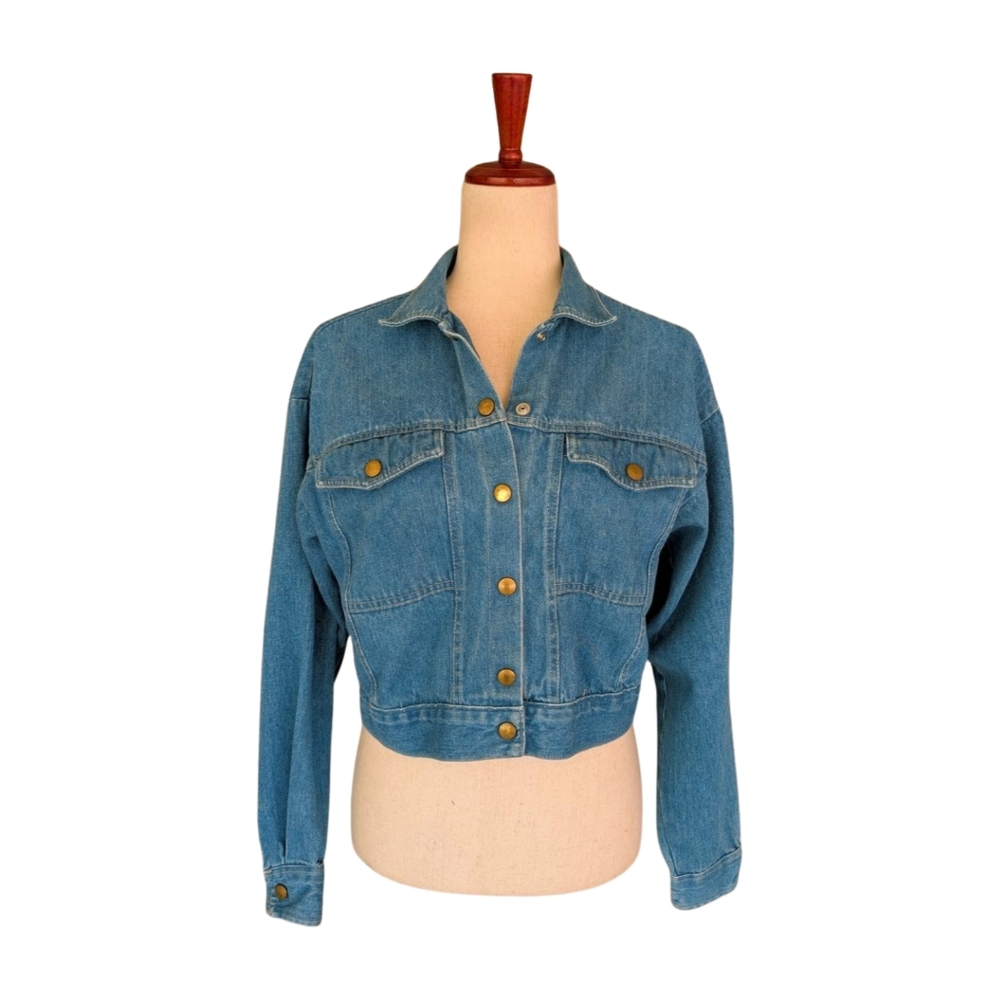 Vintage 80s Jou Jou Jeans Cropped Denim Jacket‎ Size Medium